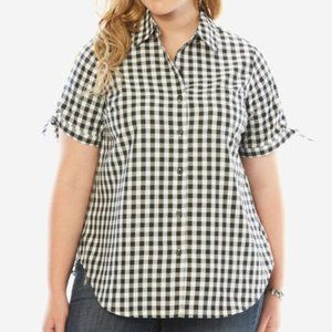 Roaman's Plus Gingham Checked Top NWT
